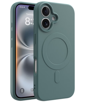 CLICK Slim Silicone MagSafe Series iPhone 16 Case-Green