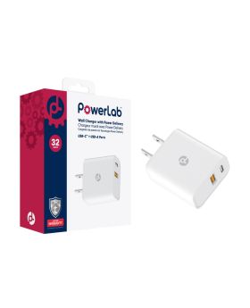 POWERLAB 42W Dual Port USB C A Wall Charger